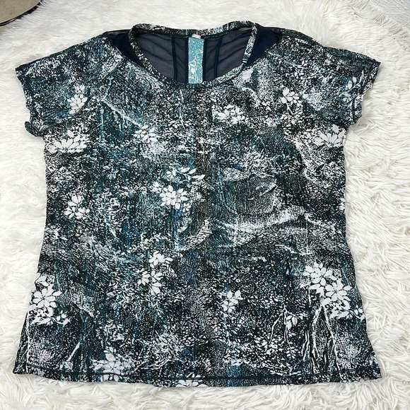 Lululemon Seek The Heat Short Sleeve Wildwood White Multi / Nocturnal Teal - Picture 1 of 4